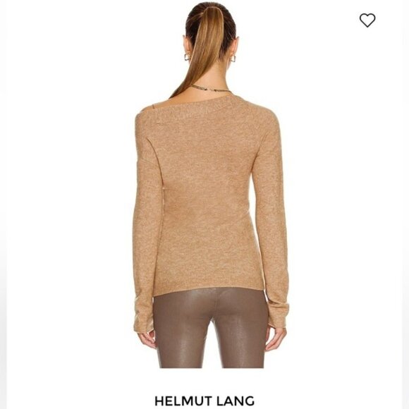 Helmut Lang Sz M Bungee Cold Shoulder Wool Blend Sweater NWT - Picture 3 of 14